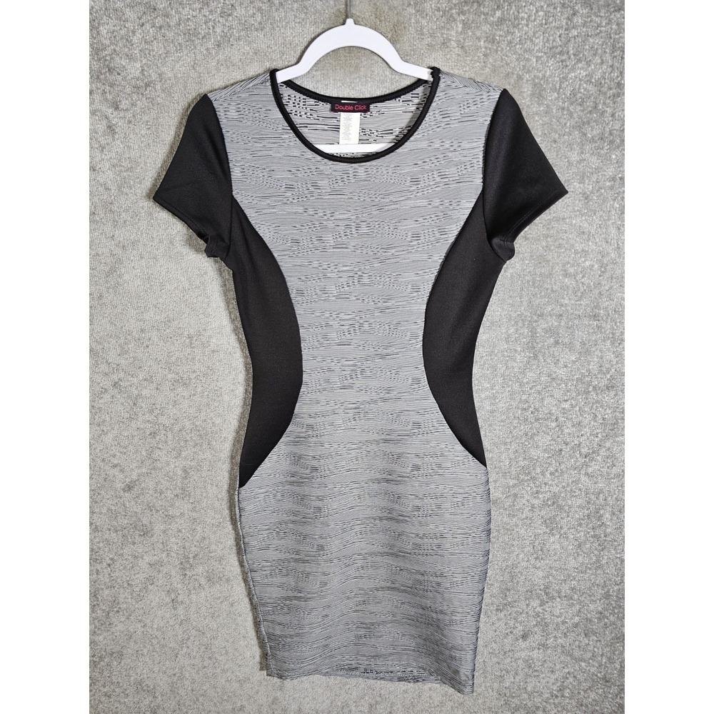 Double Click Y2K Bodycon Dress Womens‎ Sz Small Black Gray Textured Whimsigoth